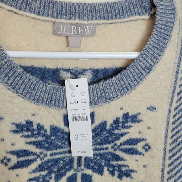 J Crew Fair Isle snowflake crewneck in Supersoft yarn BM232 Large XL - Picture 9 of 11